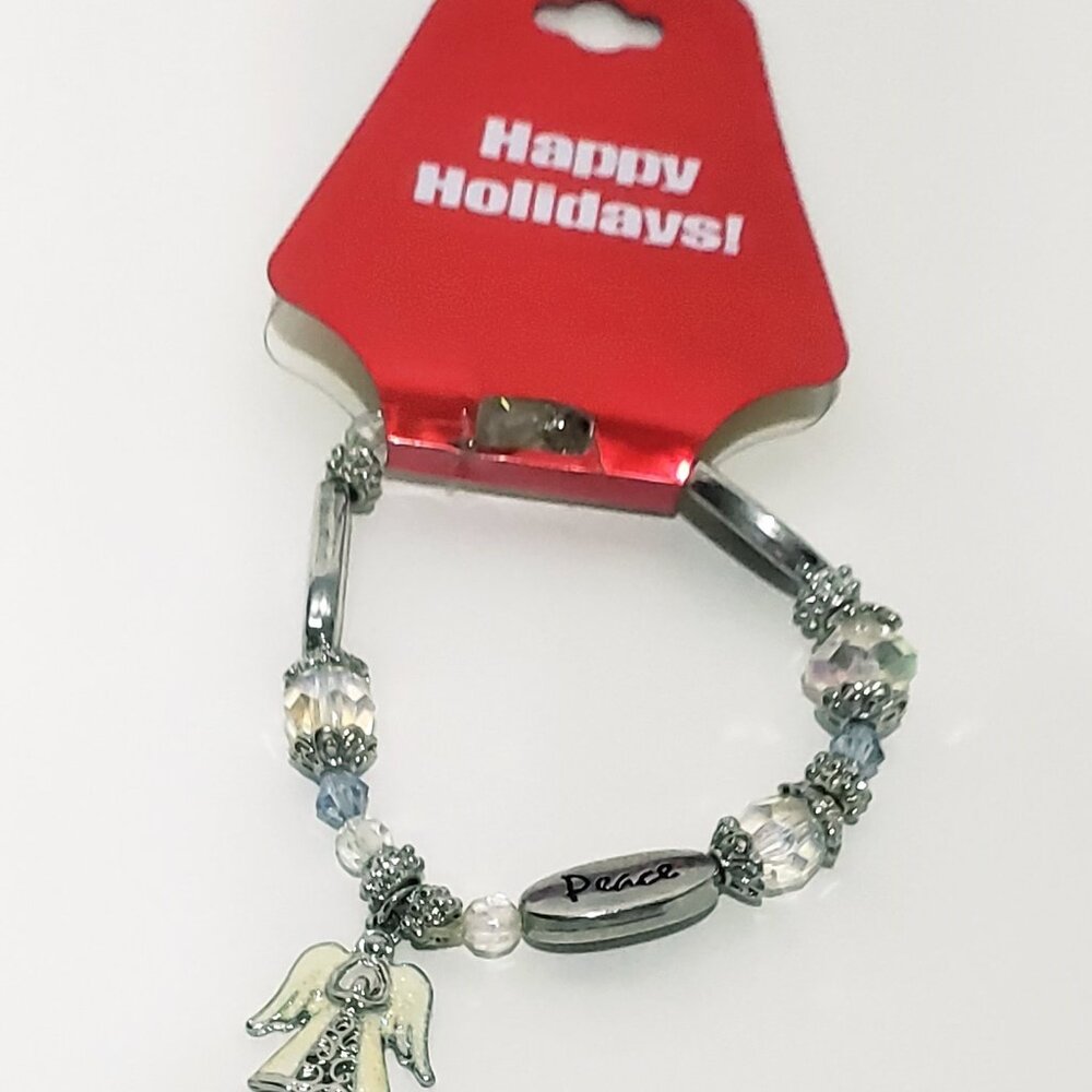 Angel Faith Hope Peace Charm Stretch Bracelet Happy Holidays Kmart 2012